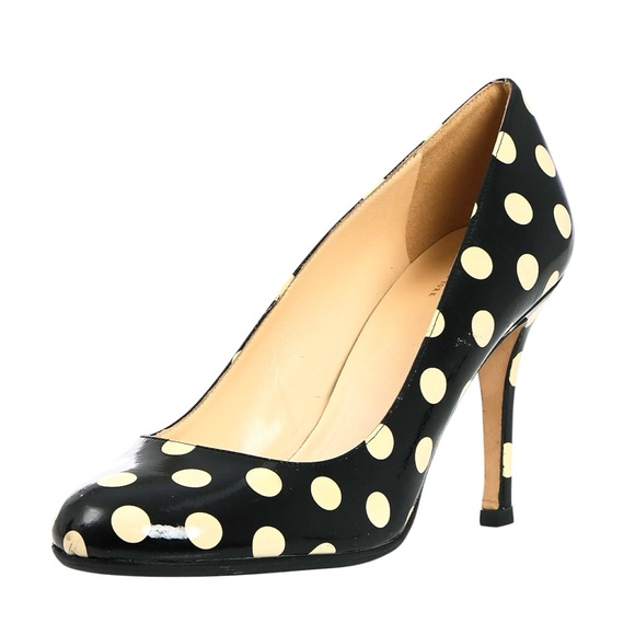 Kate Spade Karolina Polka Dot Print Patent Leather Heel Pumps Made In Italy Sz 8 - Picture 1 of 11